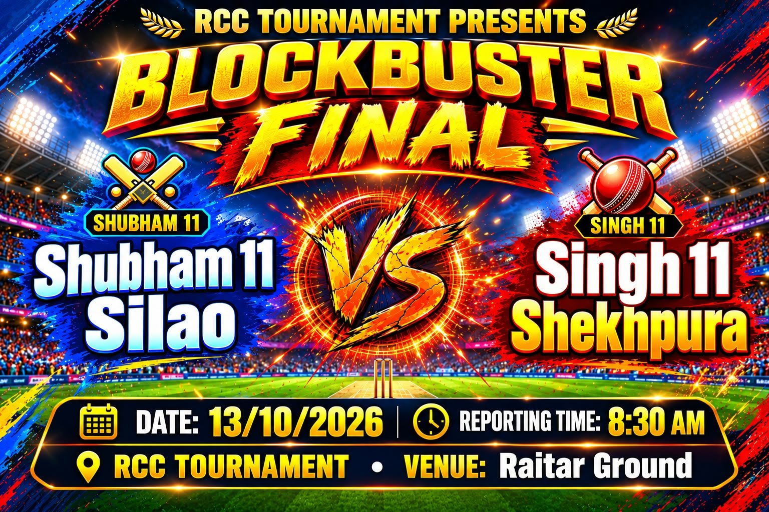 RCC Shubham 11 silao Vs Singh 11 shekhpura